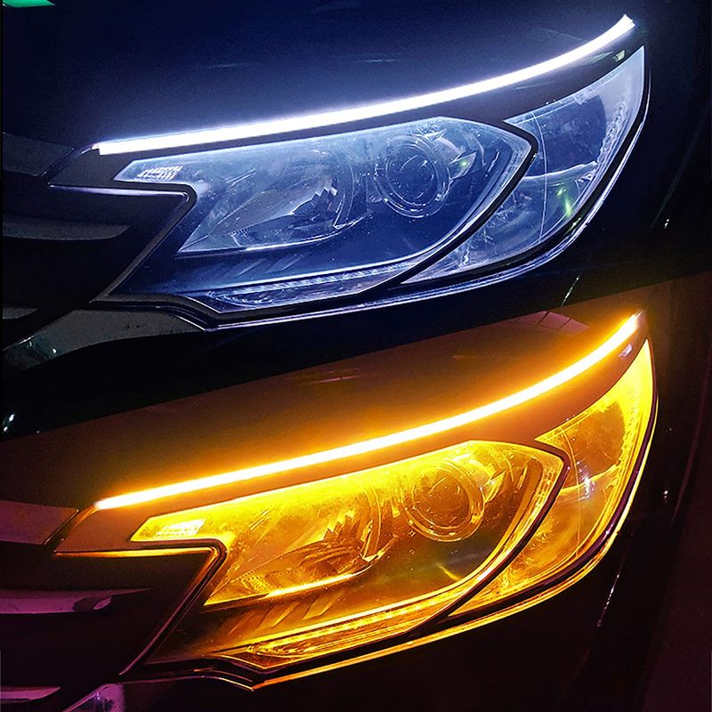 Car Headlight Start Scan Ultra-thin Guide Strip New LED Flowing Turn Signal Tear Eye Universal Daytime Running Light_autovado.com