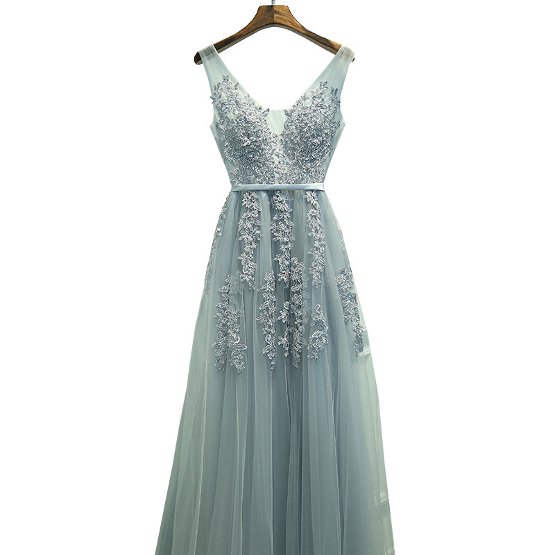 Dress new banquet evening dress bride toast dress long section celebrity party dress host bridesmaid dress_autovado.com