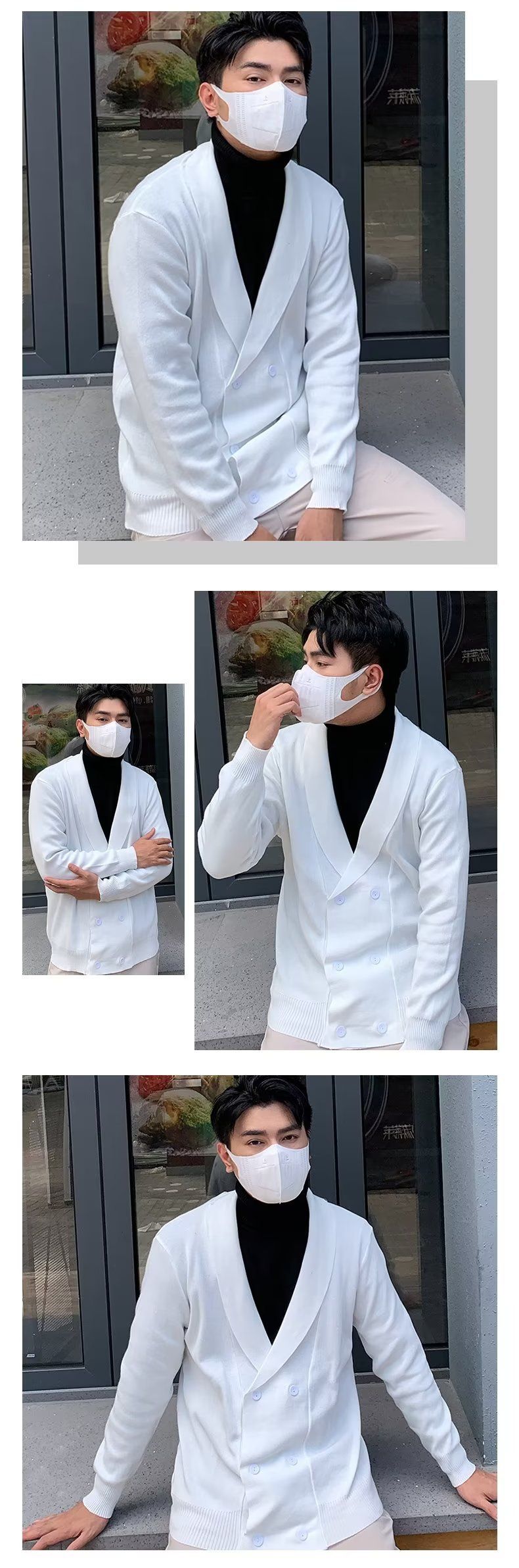 Men's Clothing fashion young men's cardigan V neck knitted sweater jacket autumn and winter style all match solid color large size tops_autovado.com