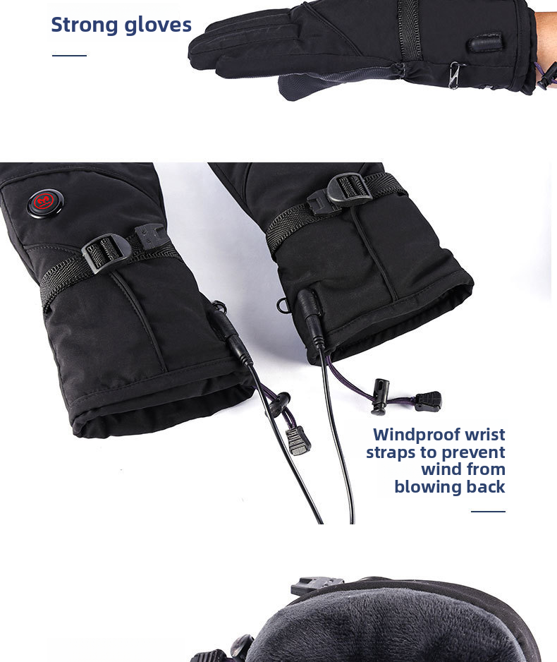 Kangre 7.4V Lithium Battery Rechargeable Gloves Motorcycle Heating Three-Level Temperature Adjustment Electric Warm_autovado.com