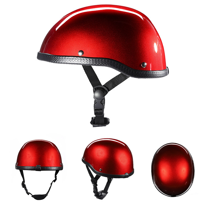 melon scoop helmet leather helmet knight summer helmet bicycle retro helmet men's half helmet summer riding helmet_autovado.com