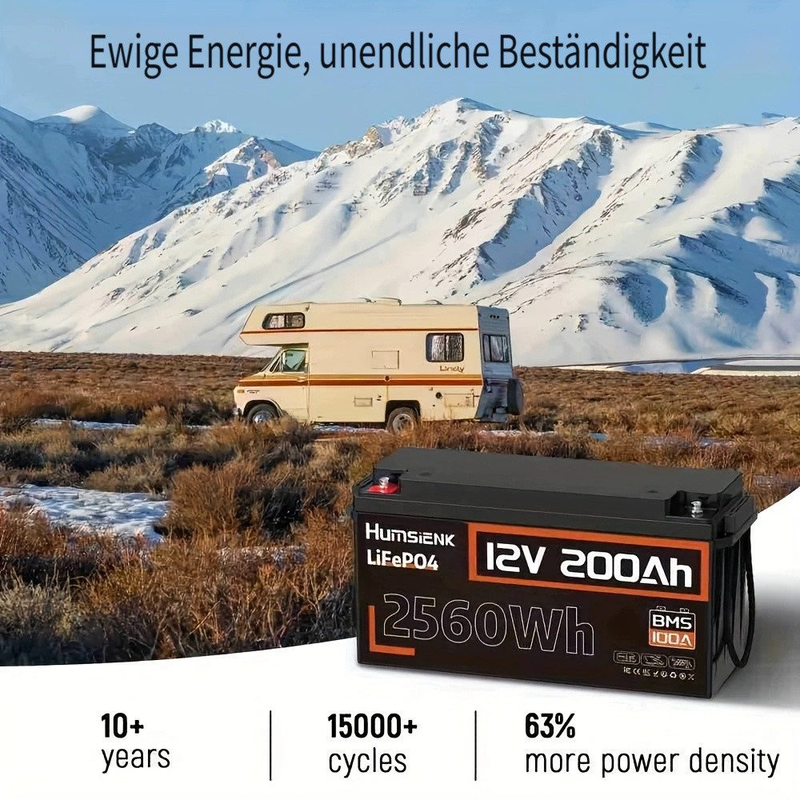 HumsiENK 12V 200Ah LiFePO4 Lithium Battery For Boat Trolling, 100A BMS Battery Pack,low Temperature Protection,solar Cells,energy Storage Power Supply_autovado.com