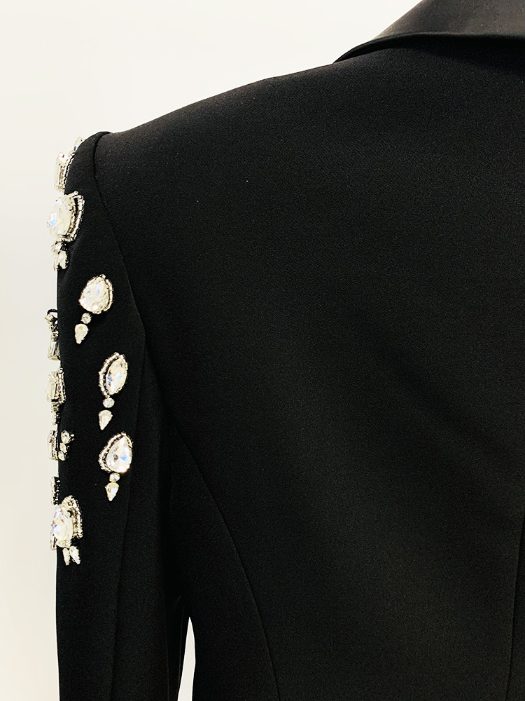 Women's fashion beaded and diamond-studded slim-fit suit jacket_autovado.com