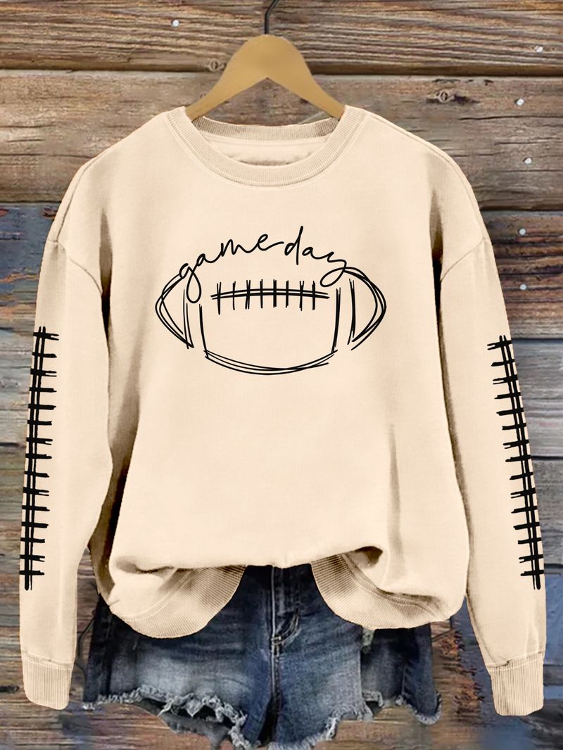Women's Clothing new autumn game day print fashion sweater spot trend long sleeve_autovado.com