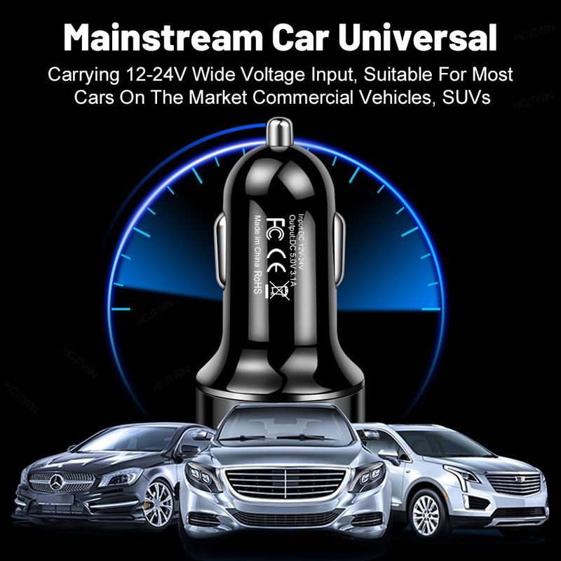 Cigarette Lighter 3.1A Digital Dual Port USB Charger, One To Two 2-port Car Electrical Appliance_autovado.com