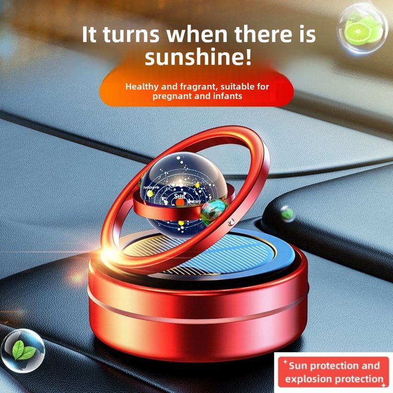 Cross-border in stock wholesale solar car aromatherapy car perfume double ring rotating decoration car air freshener_autovado.com