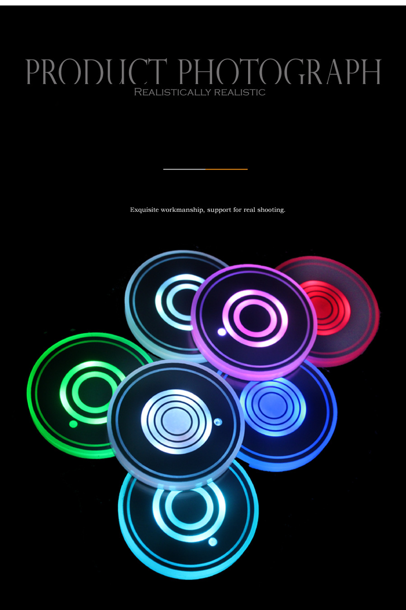 Hot selling New CE certified FCC car ambient light seven color luminous water cup mat_autovado.com