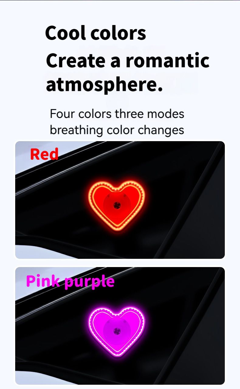 New Solar Heart Atmosphere Car Decorative Triangle Window Ambient Heart-shaped Neon Light_autovado.com