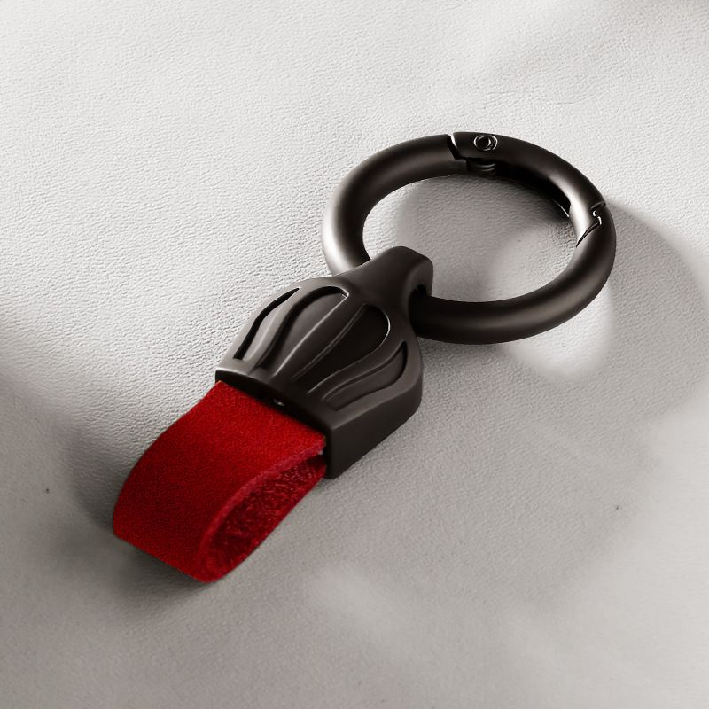 Crown Frosted Cowhide Car Keychain Light Luxury Men And Women Ring Keychain Laser Engraved Genuine Leather Pendant_autovado.com