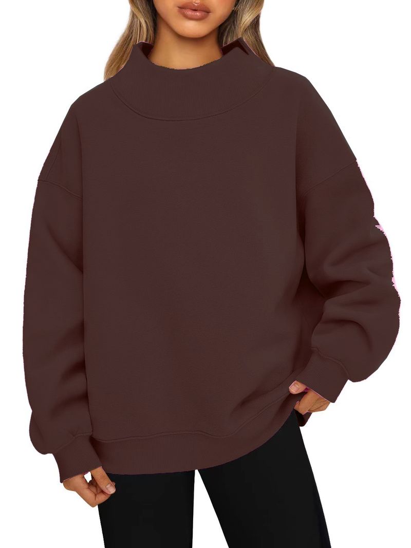 Women's sweatshirt long sleeve turtleneck pullover sweatshirt casual sweatshirt fleece top_autovado.com