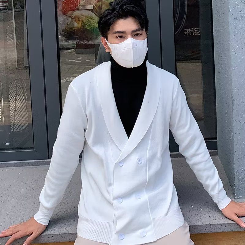 Men's Clothing fashion young men's cardigan V neck knitted sweater jacket autumn and winter style all match solid color large size tops_autovado.com