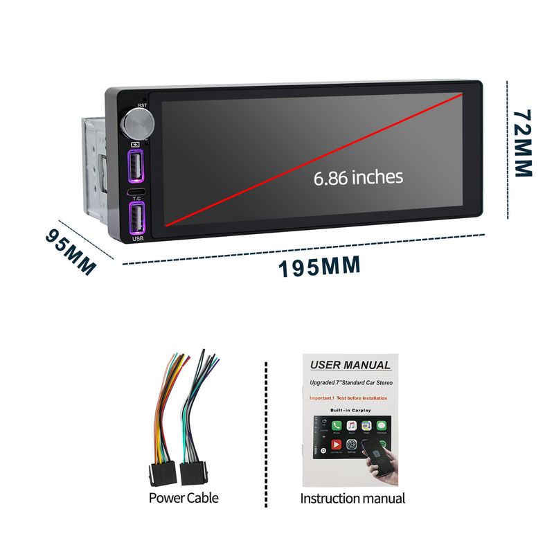 car single spindle universal machine 6.86 inches with knob MP5 car Bluetooth integrated machine reversing image_autovado.com
