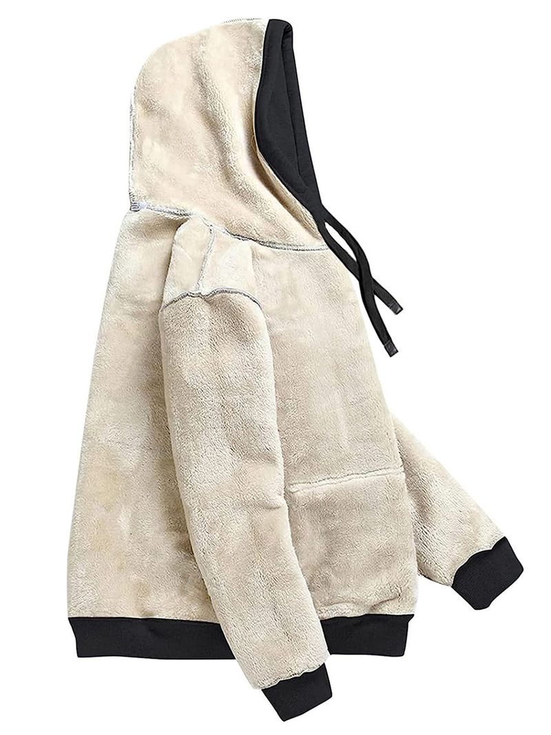 Women's Clothing warm pocket hooded sports sweatshirt jacket_autovado.com