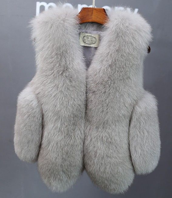 Women's Clothing Fox Fur Vest Women's Winter Vest Ladies Stitching Vest Short Fur Coat_autovado.com