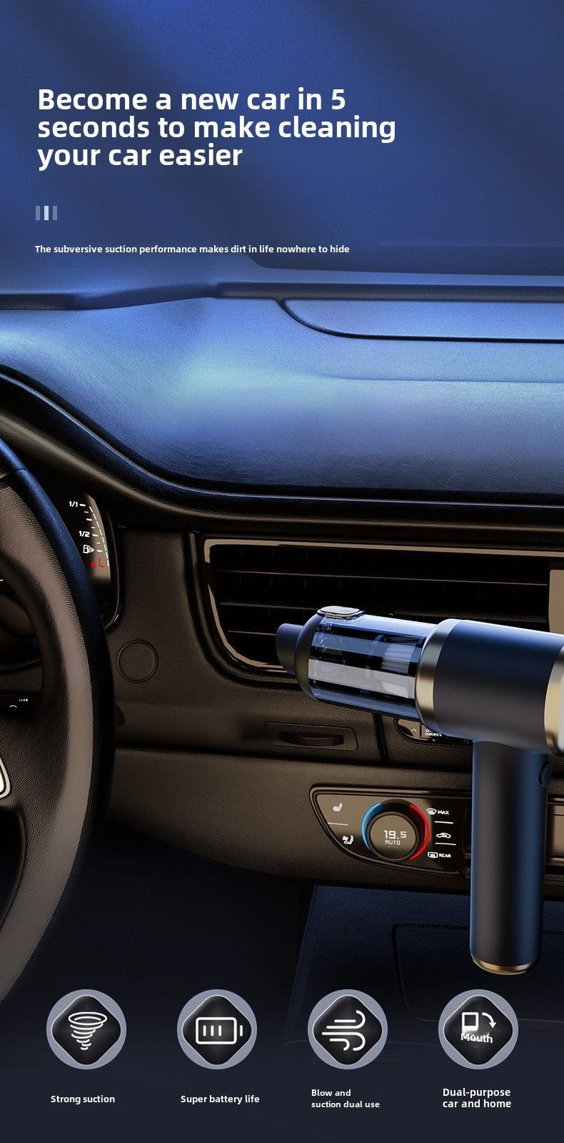 Car vacuum cleaner suction and blowing integrated wireless large suction vacuum cleaner charging car household electric dust blower_autovado.com