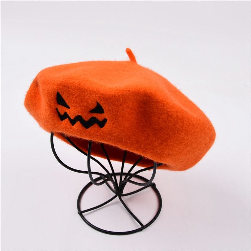 Hot Sale Embroidery Gift Party Solid Color Spring Autumn Beret Wool Keep Warm Women Halloween Painter Hat_autovado.com