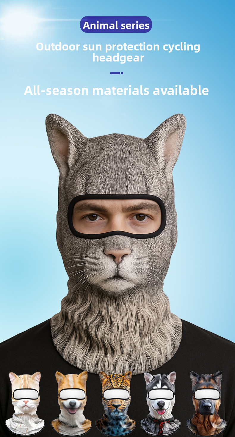 Sun Quick-Dry Motorcycle Dustproof Sunshade Breathable Face Mask Animal Series UV Protection Ice Silk Head Cover_autovado.com