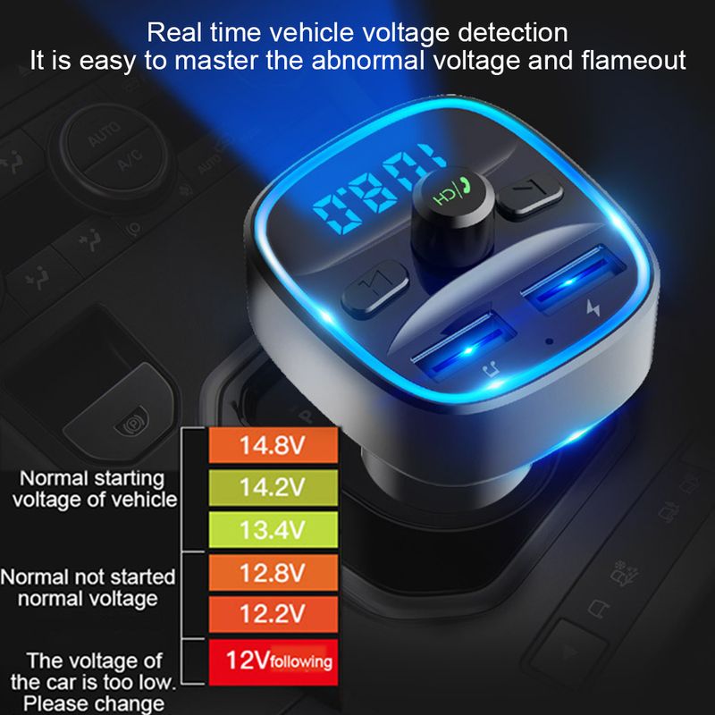 Yuanmheng T25 Dual USB Ports Smart Car Bluetooth-compatible 5.0 MP3 Music Player Hands-free Call_autovado.com