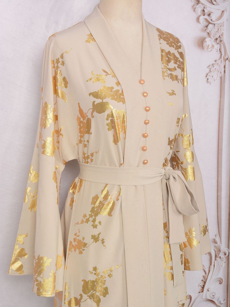 Women's Clothing Middle Eastern Muslim women's fashion new style gold stamped evening dress Arabic dress Kaftan robe_autovado.com