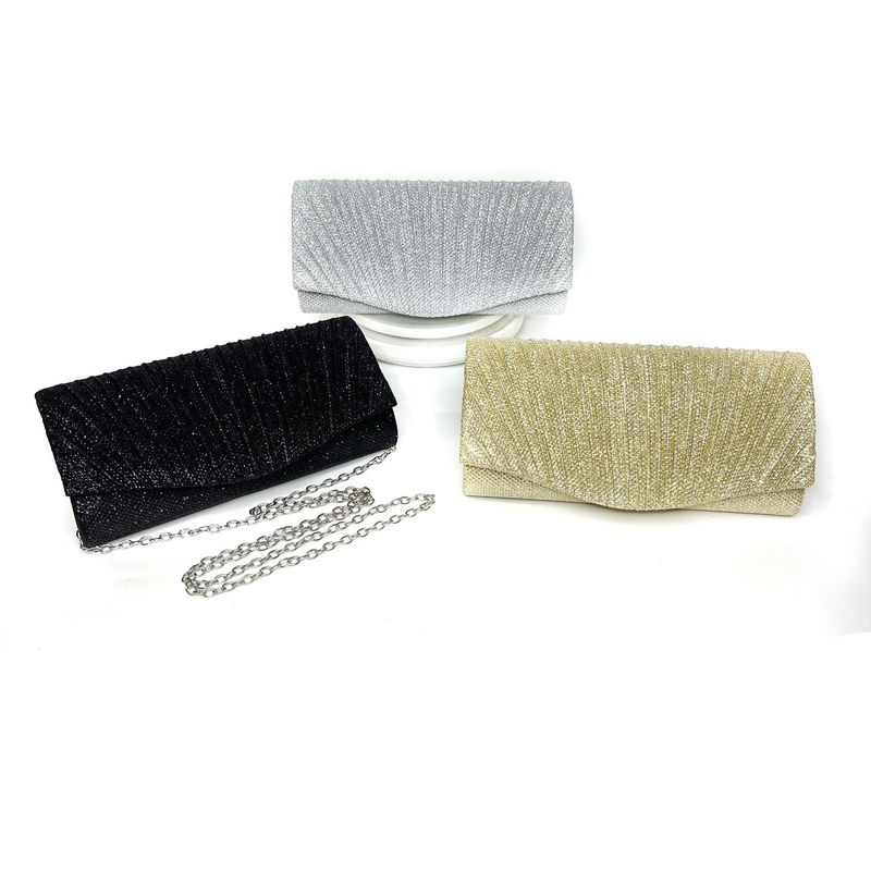 Andralyn Women's Shiny Pleated Dinner Bag Detachable Chain Strap Handbag Wedding Engagement Party Date Party Formal Dress for Ladies_autovado.com
