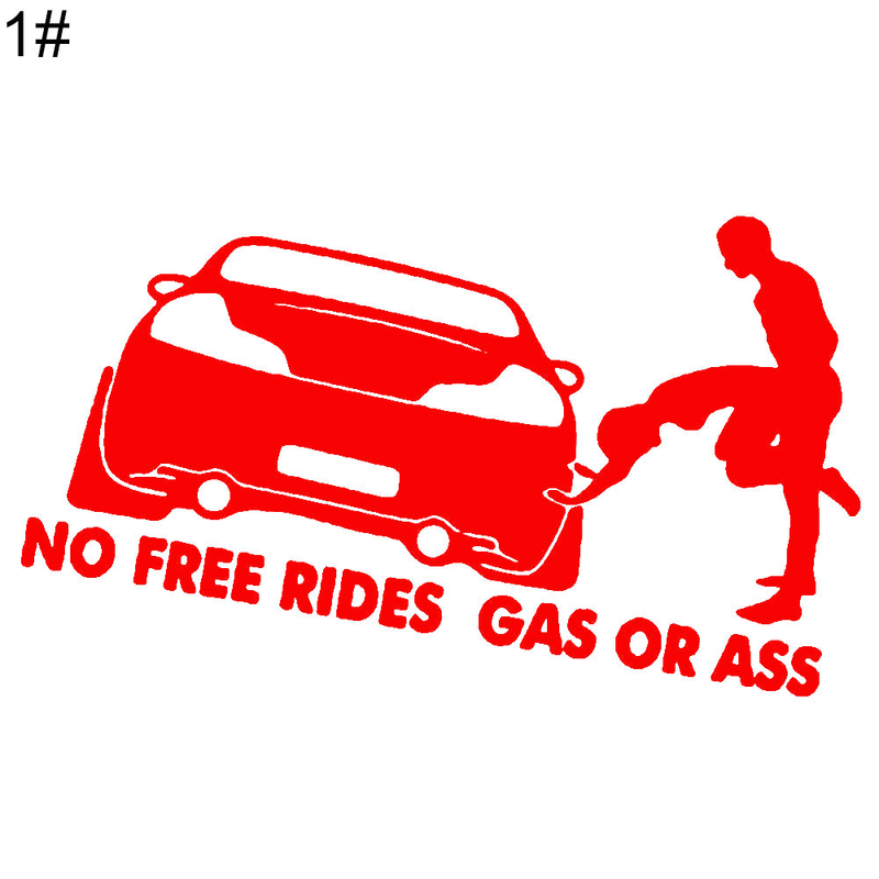 Yuanmheng Funny No Free Rides Gas or Ass Car Vehicle Reflective Decals Sticker Decoration_autovado.com