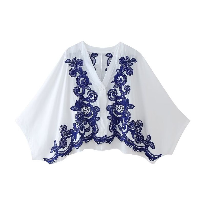 Women's ClothingFashion Contrast Embroidered Shirt + Skirt Set Women_autovado.com