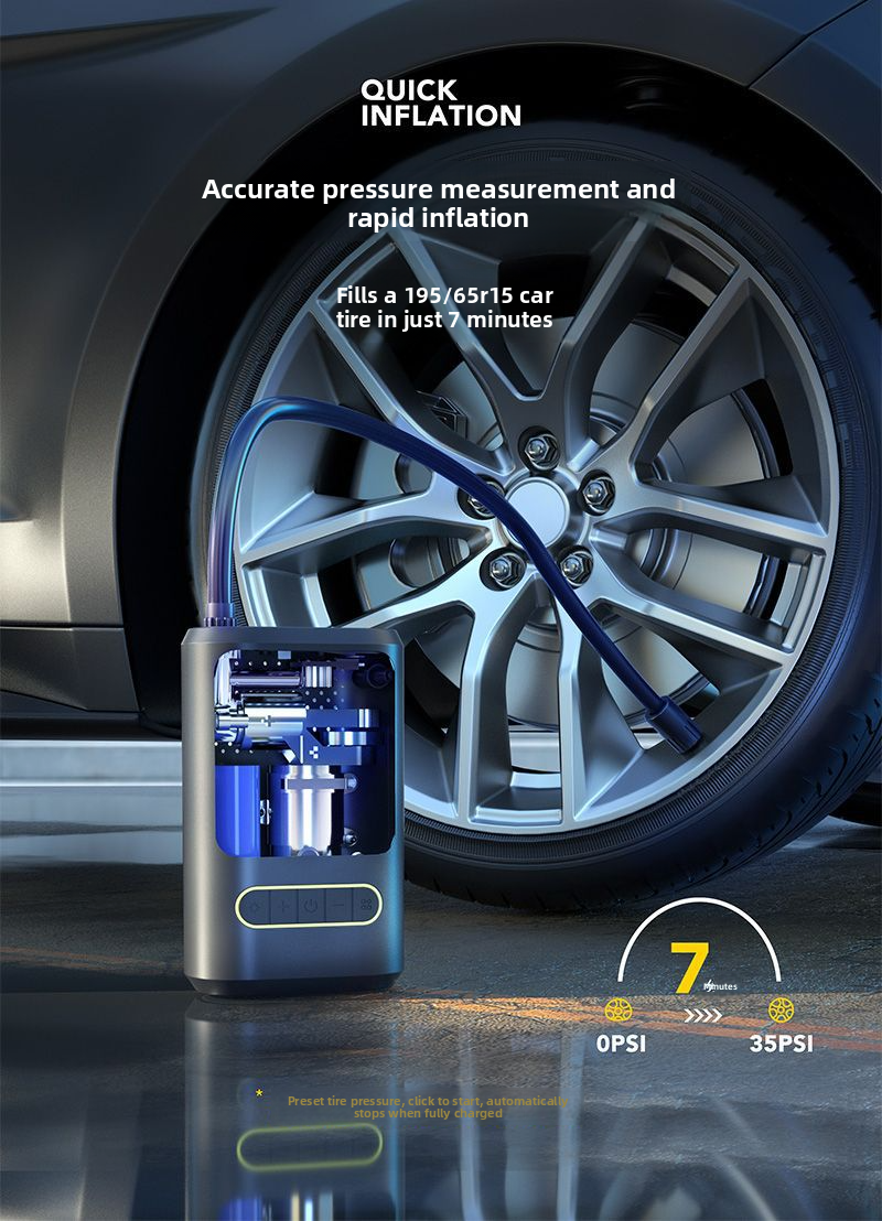 Mini Portable Car Air Pump Bicycle Electric Tire Inflator Handheld Wireless Charging Digital Display_autovado.com