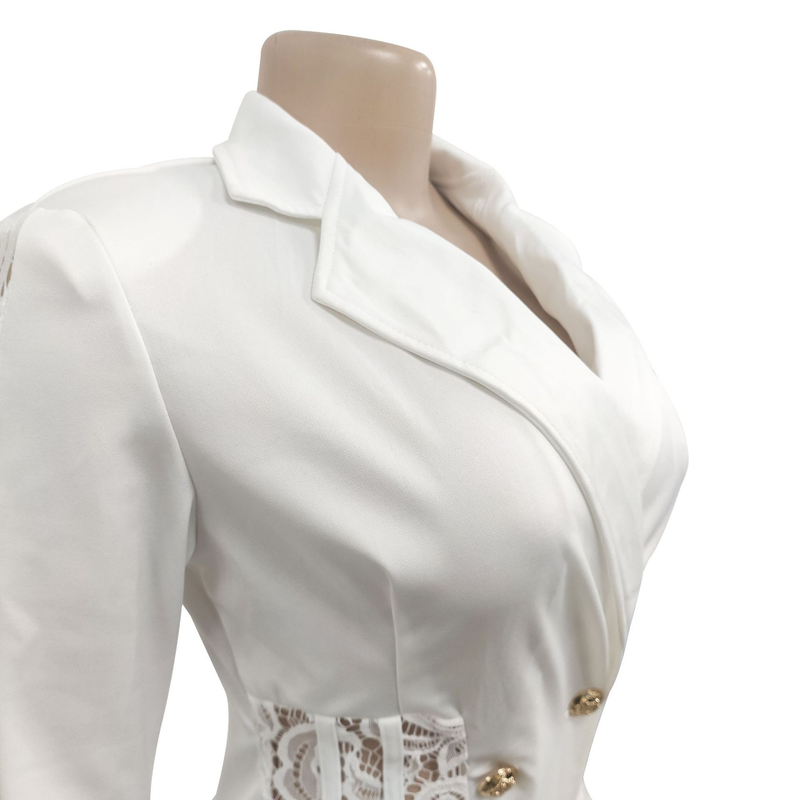 Women's fashion women's V-neck long-sleeved double-breasted tassel openwork dress_autovado.com