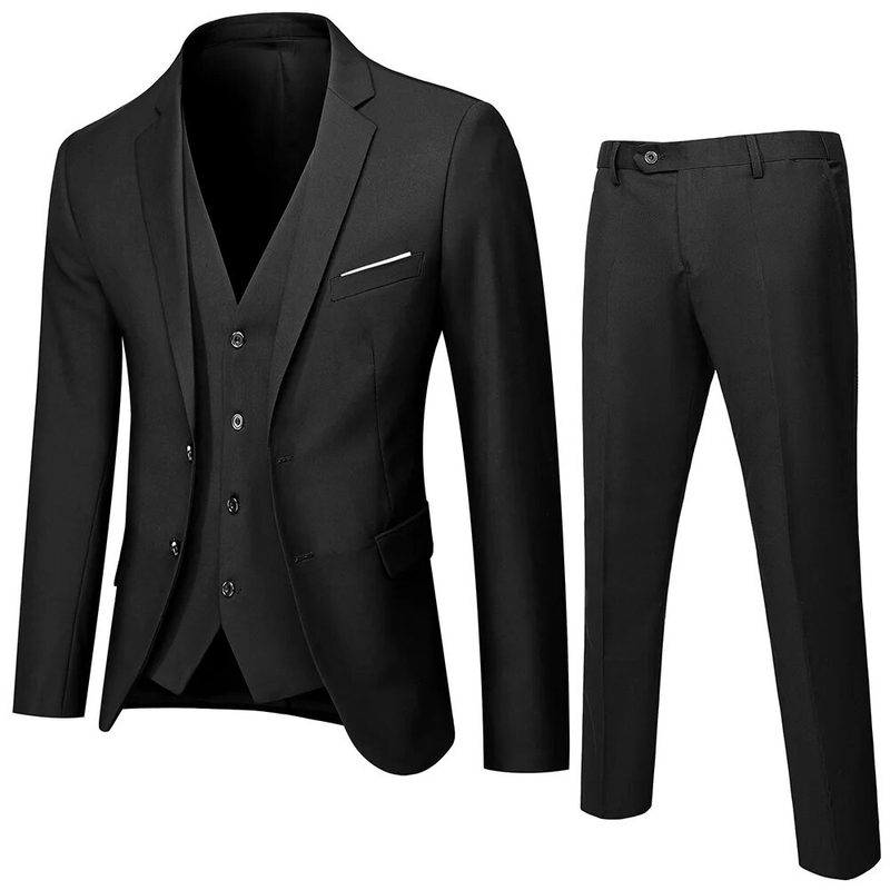 High Quality Men Suit Set Blazers Business 3 Pieces Formal Vest Pants Full Coats 2024 Wedd Elegant Jackets Free_autovado.com