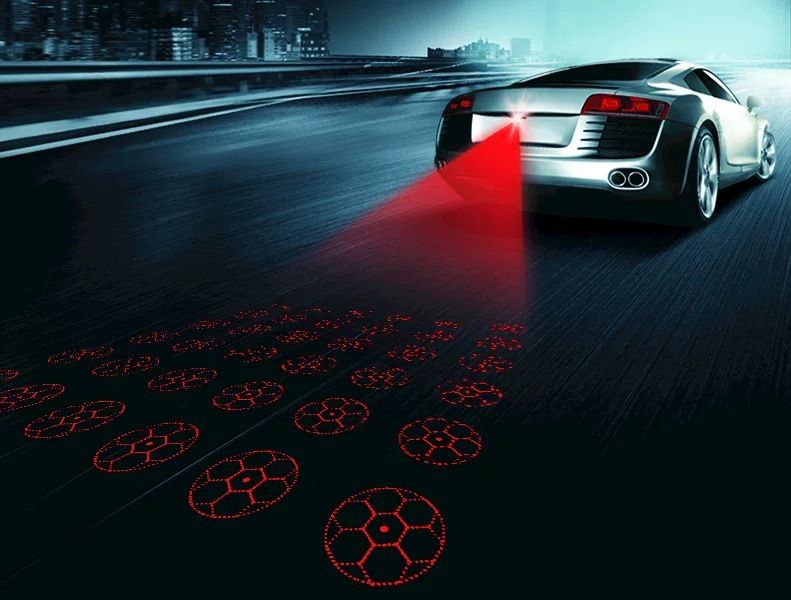 Car motorcycle laser fog light projection warning light anti-fog anti-rear brake laser light rear projection light_autovado.com