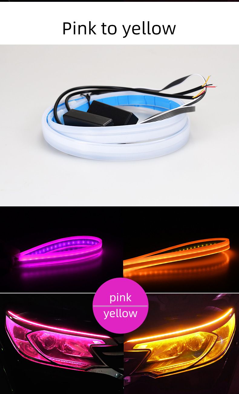 24V Dedicated Car Daytime Running Ultra-Thin Guide Strip Car-Specific White-Yellow Dual-Color Flowing Turn Signal Light_autovado.com