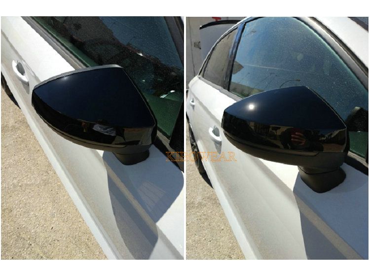 Black Side Wing Mirror Cap Covers for Auto A3 S3 8V 2013 2014 2015 2016 2018 2017 2019 Replace (Glossy Pearl Black) 2020_autovado.com