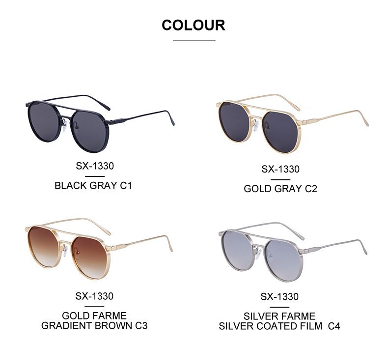 Unisex Vintage round frame sunglasses for men metal double beam driving sunglasses for men_autovado.com