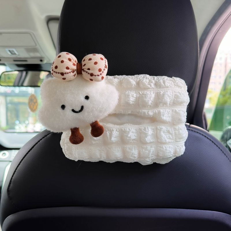 Cloud Puff Grid Box Seat Front And Rear Drawn Paper Hanging Car Tissue Bag Female Cute_autovado.com