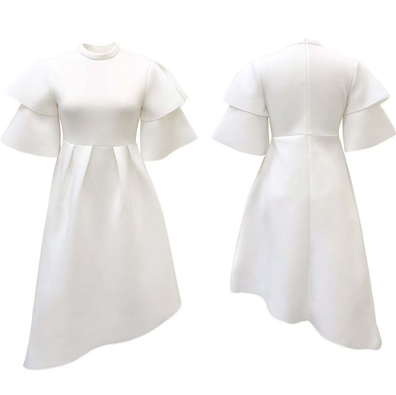 Women's Clothing women's new style double half turtleneck solid color large swing evening dress large size dress_autovado.com