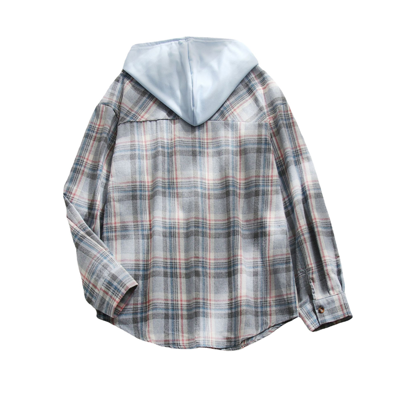 Women's Clothing autumn and winter new hooded sweatshirt buttoned casual shirt jacket_autovado.com