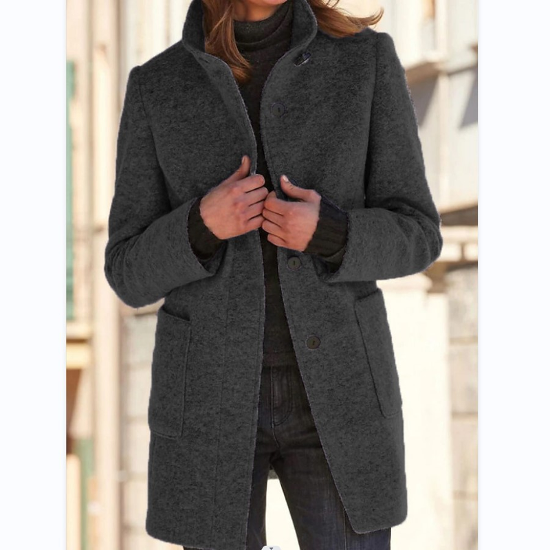 Women's vintage button-up woolen coat_autovado.com