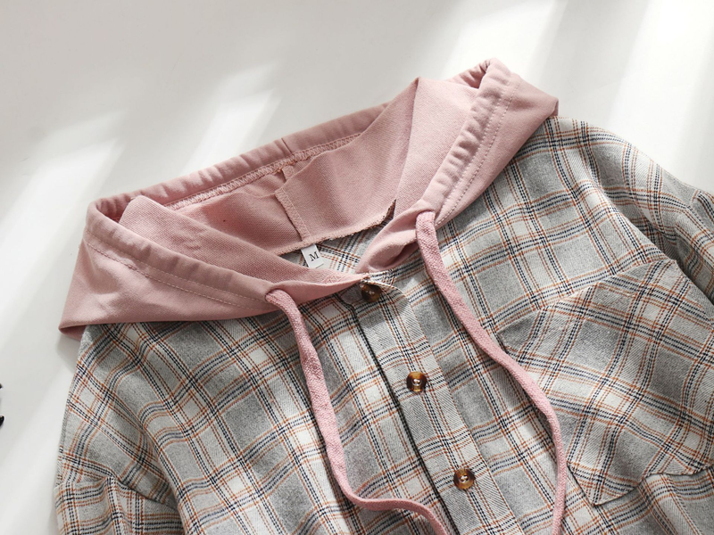 Women's Clothing autumn and winter new hooded sweatshirt buttoned casual shirt jacket_autovado.com