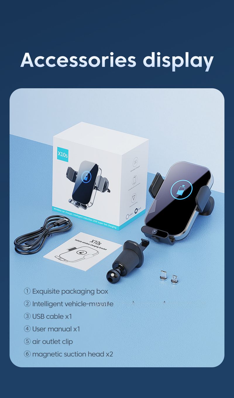 X10s NeW 66W Wireless Super Fast Charging Car Charger Smart Sensor Multi-function Smart Mobile Phone Holder_autovado.com