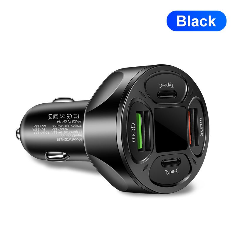 66W 2USB+2Type-c digital display car charger supports super fast charging car charger fast charging car charger_autovado.com
