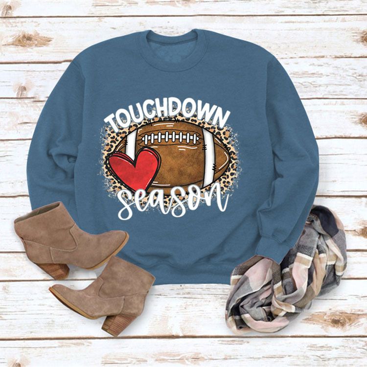 Women's Clothing Site Ready Stock Simple Pullover Crewneck Top T shirt TouchDown Print Loose Sweatshirt_autovado.com