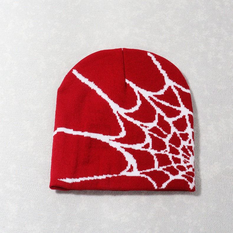 Hot Sale Fashion Knitting Spider Web Design Hat for Men Women Pullover Pile Y2k Goth Warm Beanie Hats New Hip-hop Street Cap_autovado.com
