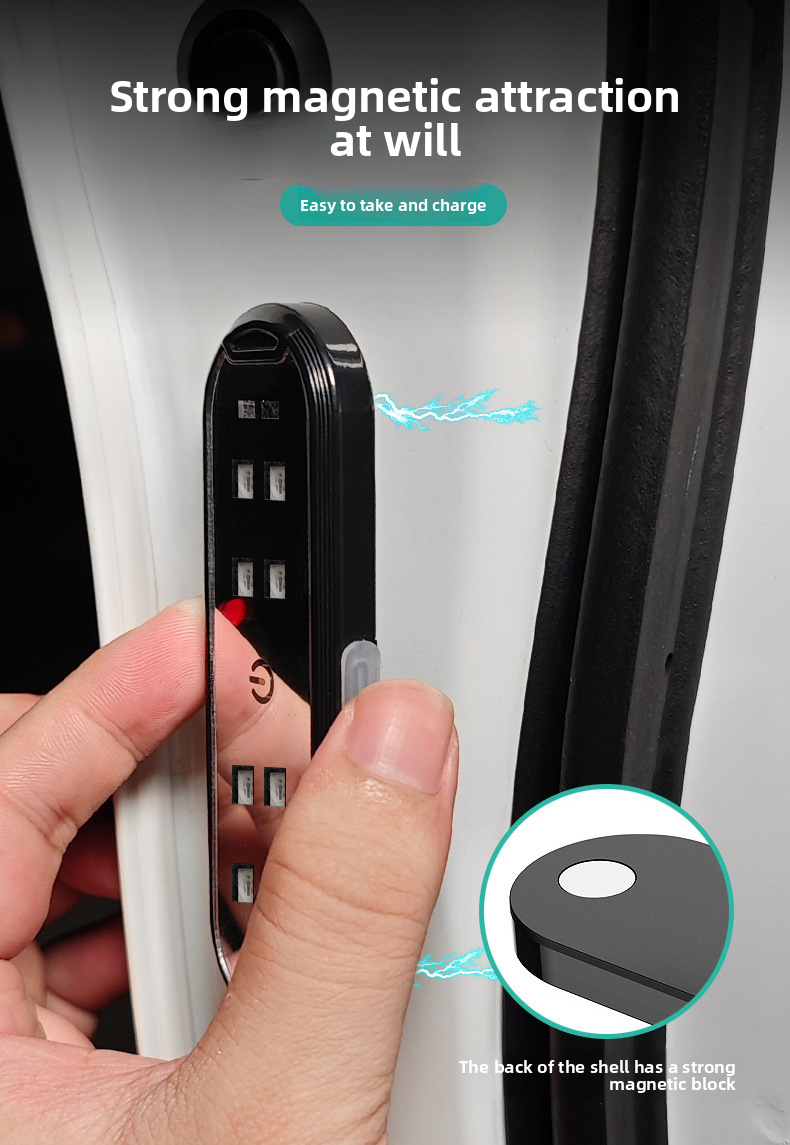 Car Warning Door Lighting LED Colorful Flashing Atmosphere Welcome Anti-Collision Anti-Rear-End Light No Wiring Required_autovado.com