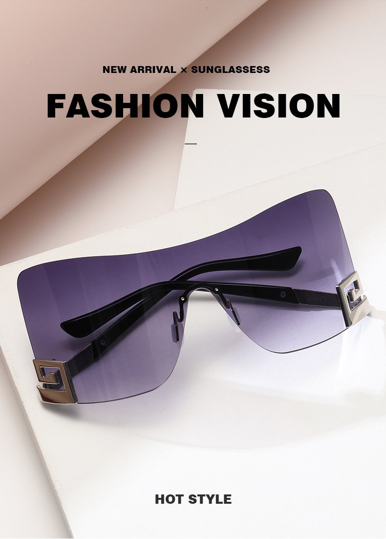 Unisex Big frame one-piece sunglasses Y2K personality Everything sunglasses_autovado.com