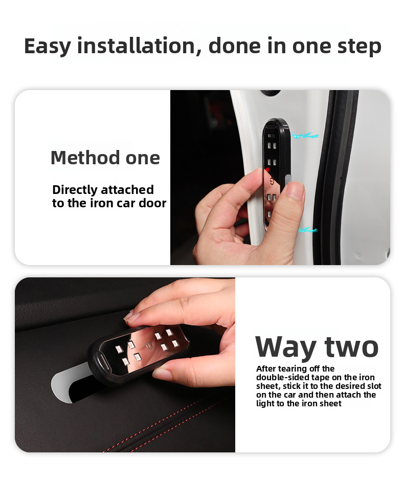 Car Warning Door Lighting LED Colorful Flashing Atmosphere Welcome Anti-Collision Anti-Rear-End Light No Wiring Required_autovado.com