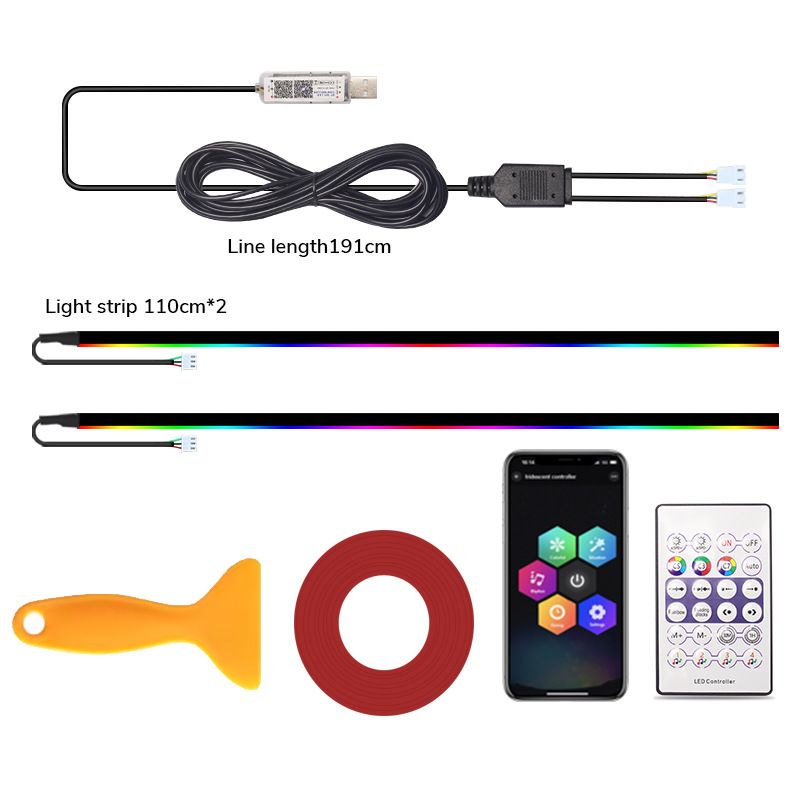 Car Central Control LED Acrylic Interior Colorful Flowing Ambient Decorative USB Light_autovado.com