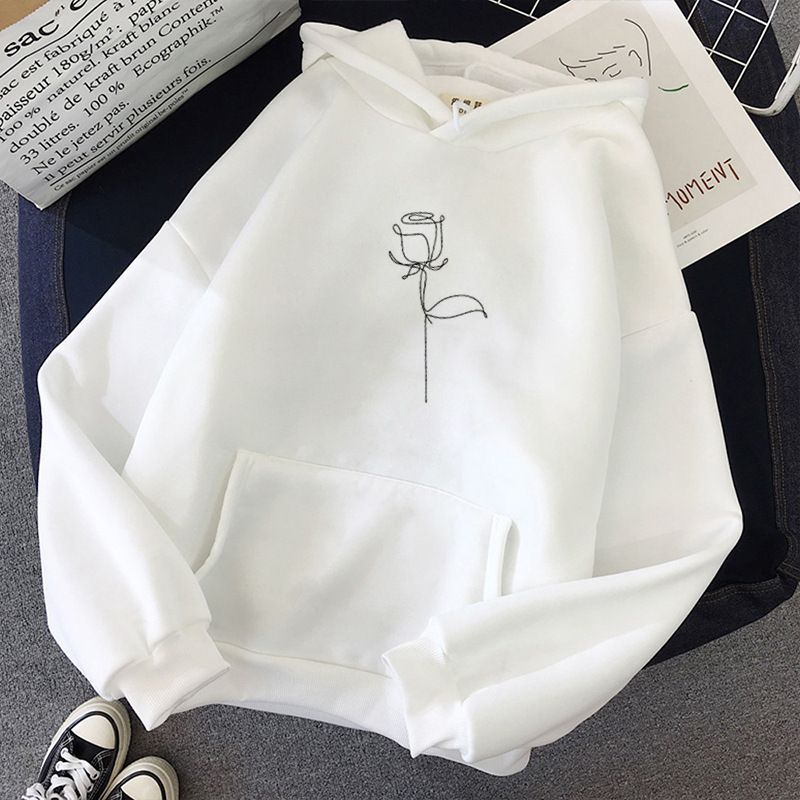 Women's Clothing autumn and winter new style hooded sweatshirt for women plus velvet student loose casual couple long sleeved tops for women_autovado.com