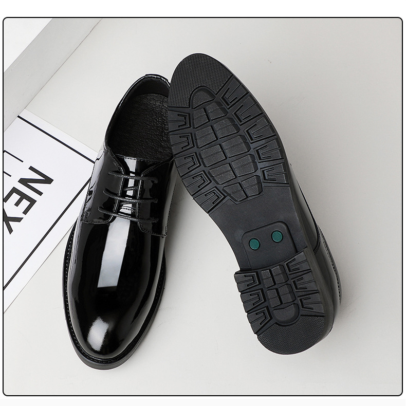 New dress leather shoes bright leather patent leather men business British style pointy wedding party performance leather men's shoes_autovado.com