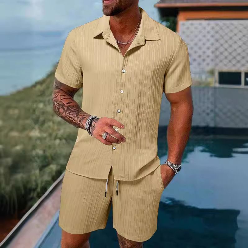 Men's Clothing Polo Casual Loose Short-sleeved Shorts Sports Suit_autovado.com