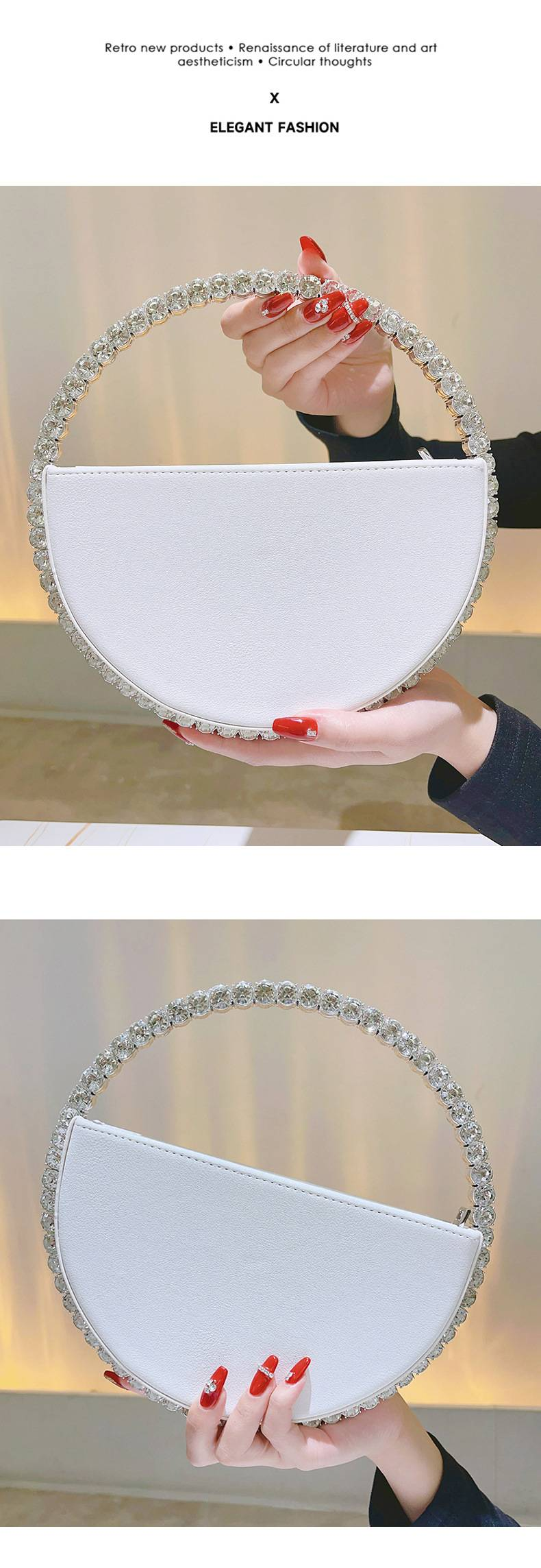 Round Crystal Diamond Bag Sparkling Clutch Bag Internet Celebrity Same Purse Little Fairy Bag Girl Small Bag_autovado.com